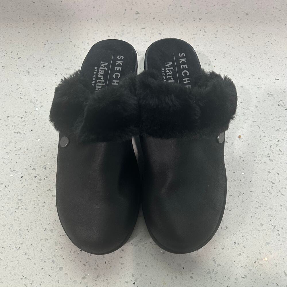 Martha Stewart x Skechers Pier-Lite Mules Cozy High Black Size 5